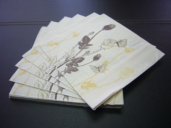 蝶古巴特植物花卉餐巾紙AD001~線條式玫瑰